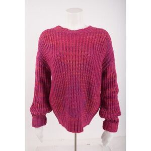 Band of Gypsies Womans Sweater Sz S Fuchsia Pink Marled drop shoulder Ribbed NWT